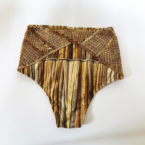 Bergdorf Goodman, Agua de Coco High Waist BEADED Bikini Bottoms / Size S… - Picture 1 of 6